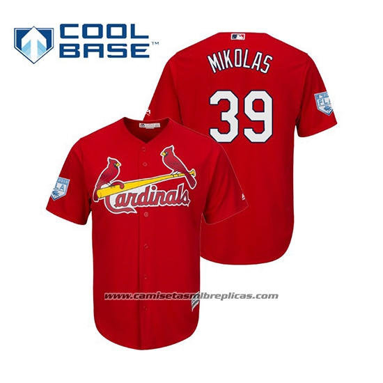 Camiseta Beisbol Hombre St. Louis Cardinals Miles Mikolas Cool Base Entrenamiento de Primavera 2019 Rojo